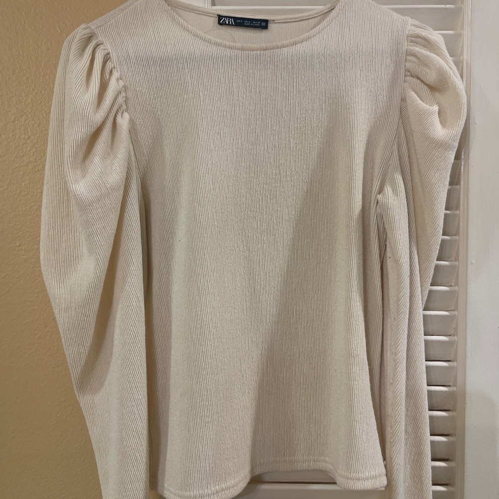 Zara Cream Long Sleeve Top